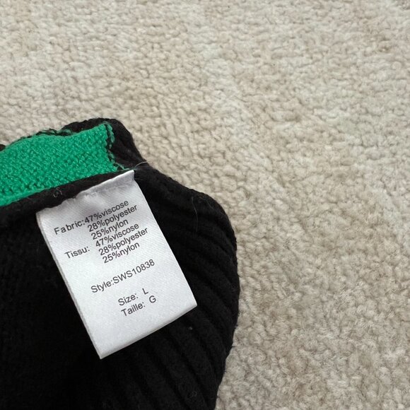 Elan Rugby Stripe V Neck Polo Pullover Sweater L Black Green - Picture 9 of 10